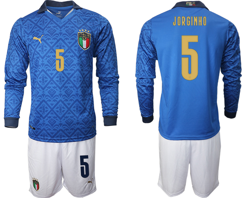 Men 2021 European Cup Italy home Long sleeve #5 soccer jerseys